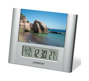 Johnson Orologio digitale sveglia portafoto calendario temperatura SVD205 Rotex - Foto 1 di 5