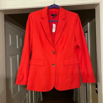 NWT Ann Taylor Greenwich Blazer Jacket in Cherry Red Stretch Twill Size 4 - Image 1 of 4