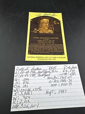 James Augustus Hunter “Catfish” SIGNED High Grade Baseball HOF Postcard - Image 1 of 2