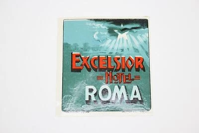 Etiqueta Equipaje Años 50 EXCELSIOR HOTEL Roma Diseño Viaje Original Foto 1 de 2