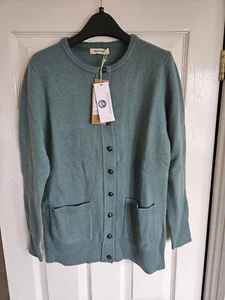 Woolovers Moss Green Pure Wool Crew Cardigan, Size XS New with tags - Picture 1 of 3