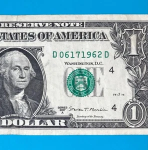 June 17, 1962 (D 06171962 D) BIRTHDAY Note $1 One Dollar Bill - Picture 1 of 4