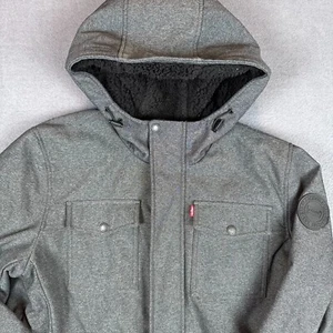 Levis Jacket Mens M Gray Sherpa-Lined Hooded Water Resistant Insulated Parka - Picture 1 of 9