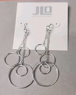 NUEVO CON ETIQUETAS JLo J Lo Colgante Araña Pendientes Ligero Aro Plata Perforado S Gancho  Foto 1 de 4