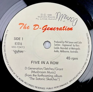 The D-Generation Five In A Row Vinyl Record 7” 45 RPM K1016 Mushroom 1989 - Picture 1 of 12