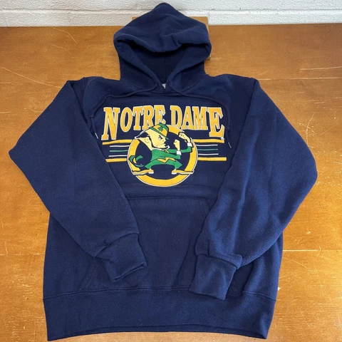 Vintage Notre Dame Fighting Irish Hoodie Mens Medium Blue Pullover Galt Sand Cover