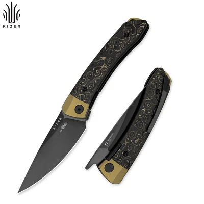 Kizer Mini MoMo Drop Point Folding Knife S90V Blade Titanium&Carbon Handle - Image 1 of 4