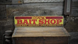 Custom Bait Shop Lake House Sign - Rustic Hand Made Vintage Wooden - Picture 1 of 2