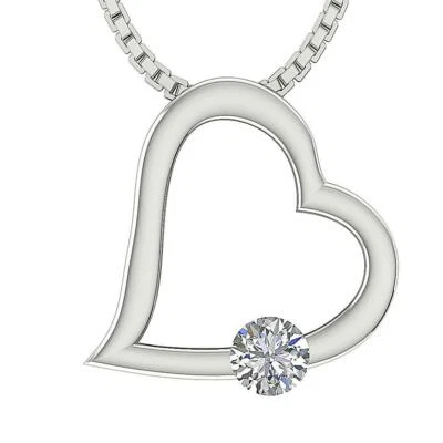 Collar Colgante Corazón Solitalre 0.30 Ct Corte Redondo Diamante I1 G Oro Amarillo 14K Foto 1 de 4