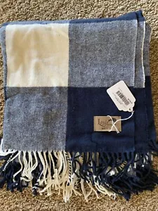LANDS DOWNUNDER Classic Buffalo Check Überwurf Decke NEU Navy/Elfenbein 51" x 67" - Bild 1 von 1