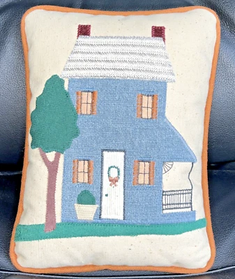 Country Cottage House Embroidered Cottage Style Applique Pillow New By Dolly - Image 1 of 4