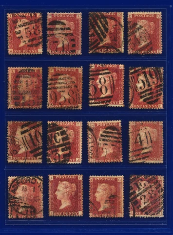 1876 SG43 1d Red Plate 193 G1 16 stamps for Plating Specialists Good Used pffr Cover