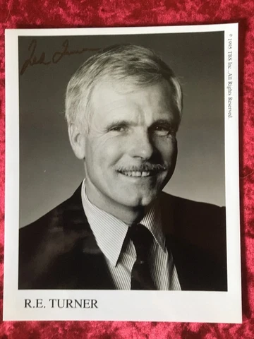 Ted Turner CERTIFIED Signed autographed b/w 8 X10 photo+ COA Cover