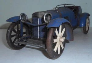 Auto giocattolo roadster blu antico metallo corsa classica sportiva 12" L x 4-1/2" L x 4" H - Foto 1 di 6