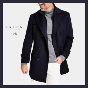 NWT - Ralph Lauren Classic-Fit Navy Solid Double-Breasted Overcoat Sz 40R - $495 - Picture 1 of 8