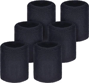 6 Pack Wrist Sweatbands Tennis Wrist Bands Absorbent Sweatbands for Football Bas - Picture 1 of 9