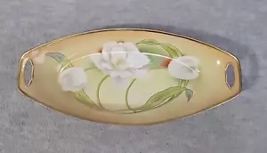 Weimar viktorianische 12" Servierschale mit Griffen handbemalt Deutschland Tulpen - Bild 1 von 7