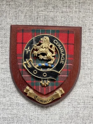 Escudo de escudo de clan escocés CUMMING placa de madera tallada coraje Foto 1 de 4