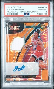 2021-22 Select Ayo Dosunmu RPA Neon Orange Pulsar 29/30 Auto RC PSA 8 FOTL - Bild 1 von 2