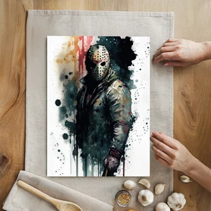 Glass Cutting Board 8x11 Halloween Jason Them Serving Tray Anti-Bacterial - Picture 1 of 2