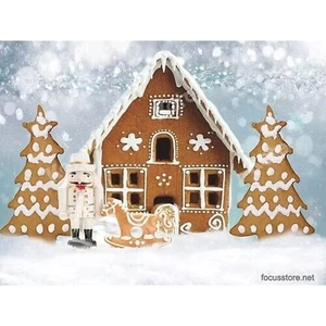 Kate Backdrops Christmas Nutcracker Backdrop Outside Gingerbread House 7ft x 5ft - Picture 1 of 2