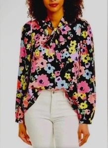 Kate Spade New York Wildflower Bouquet Bluse Damen M Rüschen, Bindekragen Floral - Bild 1 von 9
