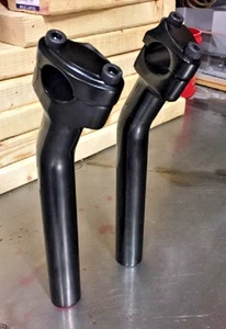 Black 9.5" Pullback Handlebar Risers - Harley Dyna Sportster FX Chopper Bobber - Picture 1 of 8