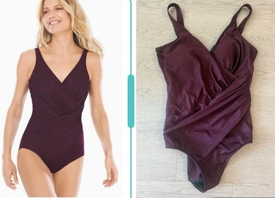 Traje de baño Miraclesuit para mujer Oceanus de una pieza espalda redonda cuello en V negro talla 12 Foto 1 de 4