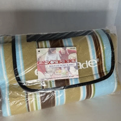 Picnic Blanket  Escalade Muti-Use Picnic Blanket Blue Green Brown Stripe - Image 1 of 4