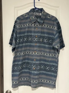 Vintage Bugle Boy Aztec Striped Geometric 90’s Y2K Button Up Shirt Mens Size M - Picture 1 of 13
