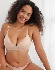 Aerie Sunnie Wireless Push Up Bra In Sands Beige, Size 32C NWT MSRP $54.95 - Picture 1 of 9
