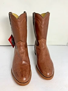JUSTIN ROPER WESTERN GENUINE VAMP OSTRICH BOOTS SZ 11D NEW - Picture 1 of 9