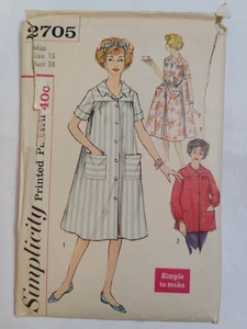 Duster Smock Housedress Dress Top 18 Simplicity 2705 Sewing Pattern VTG Pockets - Picture 1 of 10
