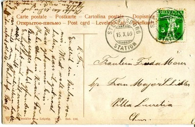 1911 Steffisburg Switzerland Rail Station RPO TPO strike cover on Thun postcard - Image 1 of 4