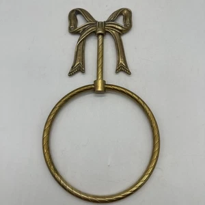 Vintage Messing Schleife Wandhalterung Ring Handtuch Halter Made in Taiwan - Bild 1 von 6