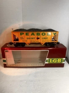 LGB 4076 X01 PEABODY SHORT LINE HOPPER CAR WITH COAL LOAD, G SCALE, Ex CONDITION - Picture 1 of 2