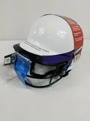 Casco de bateo de béisbol Worth 2 tonos blanco púrpura juvenil talla 6-3/4 - 7-7/8 con jaula Foto 1 de 4