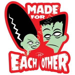 Bride and Frankie Made For Each Other 3" Sticker Frankenstein Doug Mansfield - Picture 1 of 1