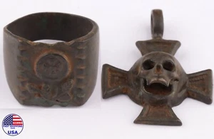 Ring WW1 Skull Bones WW2 Gothic WWI Eisernes Kreuz WWII Biker Goth Death Punk Band - Bild 1 von 19