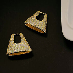 Boucles d'oreilles cerceau en zircon créé en laboratoire Triangle pour femmes bijoux cadeaux argent 925