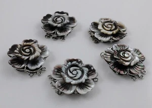 Black Shell Box Clasps,Multi-strand,Brass Findings, Platinum, China Rose 32mm - Picture 1 of 3