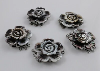 Black Shell Box Clasps,Multi-strand,Brass Findings, Platinum, China Rose 32mm - Image 1 of 3