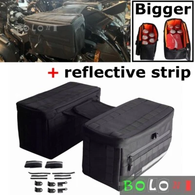 Club Style SaddleBag w/ Reflective Strip For Harley Dyna Softail Sportster New — 第 1/4 张图片