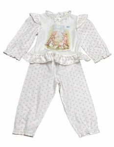 Holly Hobbie Girls 2 Pc Pajamas White/Pink Vintage 70's Size 4 USA! - Picture 1 of 10