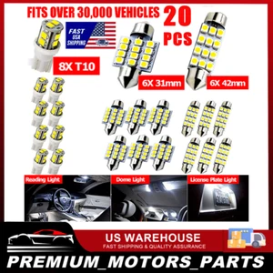 LED Interior Lights Bulbs Kit Car Trunk Dome License Plate Lamps 6000K T10 20pcs - Picture 1 of 11