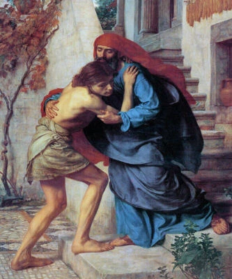 THE RETURN OF PRODIGAL SON BIBLICAL RELIGION PAINTING  BY EDWARD POYNTER REPRO - Image 1 of 3