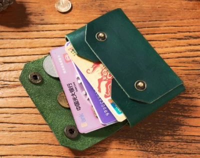 2 Piezas Hombres Mujeres Cartera Monedero Cuero Vaca Estuche para Tarjetas Identificación Bolso Verde X16 Foto 1 de 4