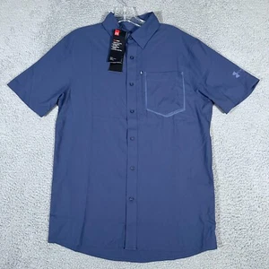 Under Armour Shirt Mens Small Blue High Tide Button Up UPF Outdoor Fishing New* - Picture 1 of 9