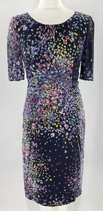 Hobbs Lauren Silk Floral Navy Colourful Multi Shift Dress Designer Uk 10 Vgc #J - Picture 1 of 11
