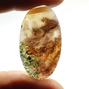 Rare green moss agate cabochon smooth polished loose gemstone for jewelry M6425 - Picture 1 of 5